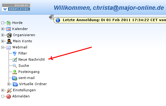 webmail - neue Nachricht